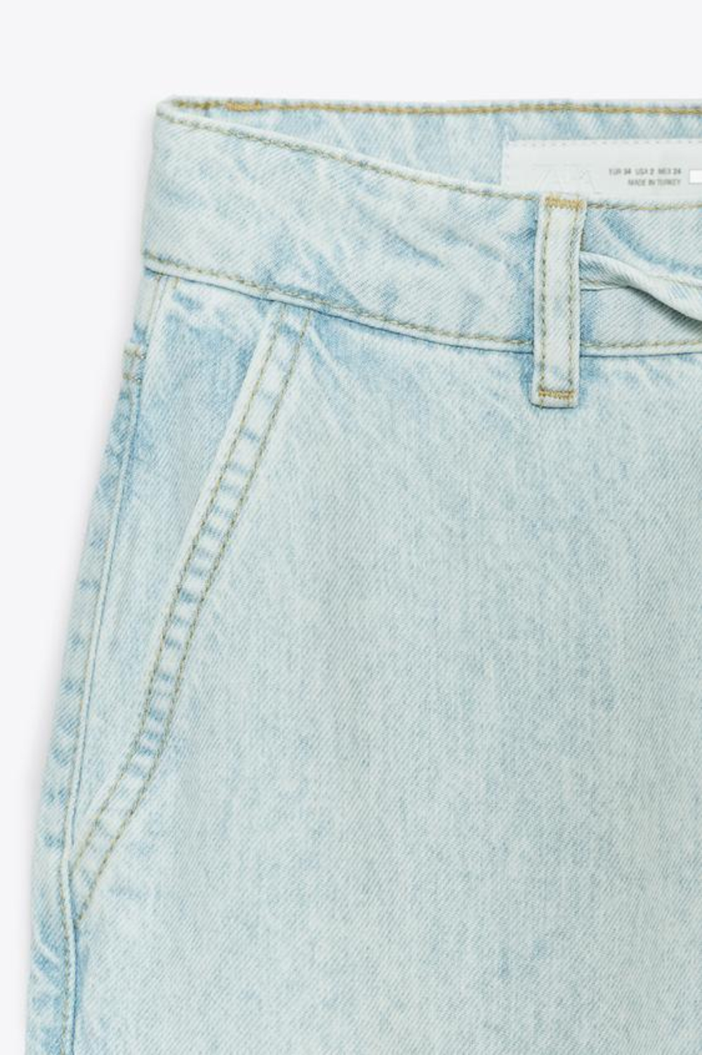 ZARA ДЖИНСЫ Z1975 WIDE LEG СО ШНУРКАМИ, ГОЛУБОЙ