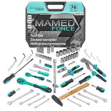 Набор инструментов PROFI 76пр. 1/4'',1/2''(6гр)(4-32мм) MAMEDFORCE MF-4772-5