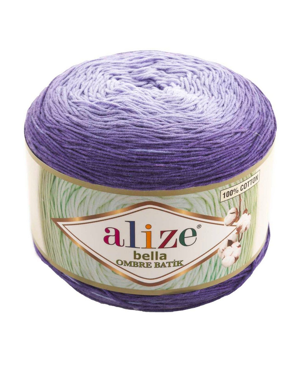 Белла омбре батик (Bella ombre batik) пряжа Alize 100%хлопок 1х250гр/900м 7406 сиреневый