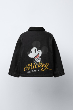 ZARA УТЕПЛЕННАЯ ДЖИНСОВАЯ КУРТКА MICKEY MOUSE © DISNEY, ЧЕРНЫЙ