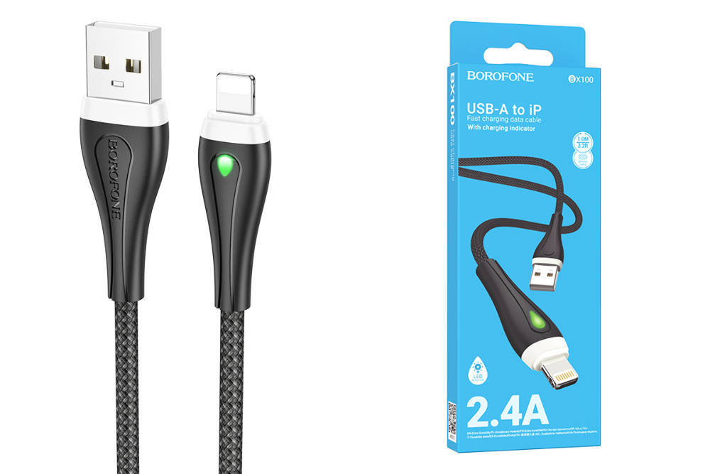 Кабель USB - Lightning BOROFONE BX100 (черный) 1м