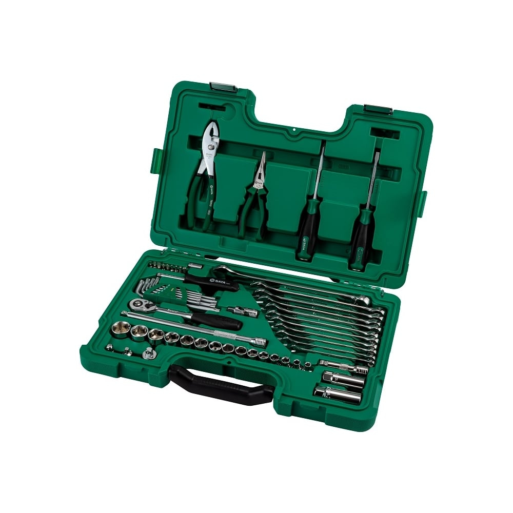 Набор инструментов ключей и торцевых головок для автомеханика 59шт SATA S09509