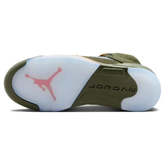 Иордания Эйр Джордан 5 Детских баскетбольных площадок с высокими потолками Армянский зеленый свет/Сольно-оранж-евый Юнисекс