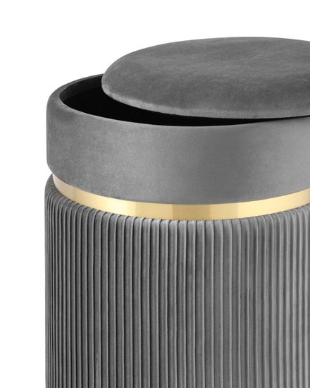 Пуф Миранда с ящиком велюр серый