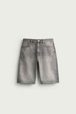 ZARA ДЖИНСОВЫЕ ШОРТЫ LOOSE FIT, СЕРЫЙ