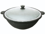 Казан 12л узбекский чугунный с алюминиевой крышкой круглое дно (г.Наманган)