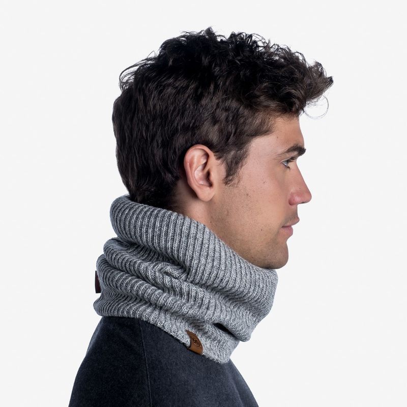 Вязаный шарф-труба с флисом Buff Neckwarmer Knitted Polar Lyne Light Grey Фото 4