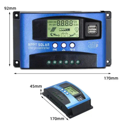 MPPT Контроллер заряда солнечной батареи,30A Dual USB ЖК-дисплей 12В/24В,Регулятор зарядного устройства панели солнечных батарей с нагрузкой