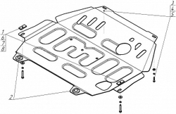 Защита стальная 2 мм Д; КПП; Mitsubishi Outlander 2012-2021 г; Delica D5 c 2019 г.в. MOTODOR.71338