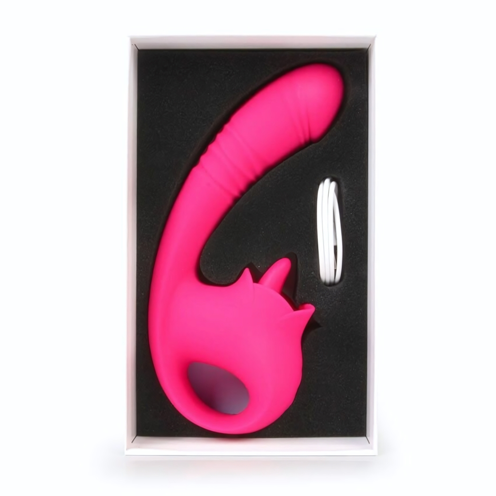 Розовый изогнутый вибратор с фрикциями - 19,7 см. (Цвет: розовый)