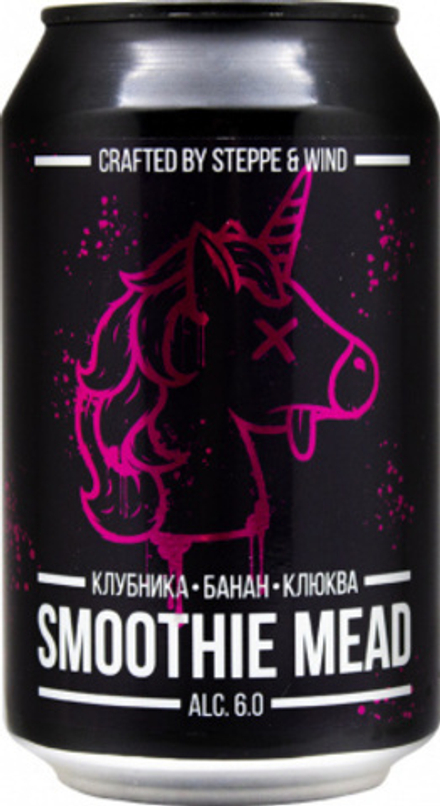 Медовуха Степь И Ветер Смузи Мид: Клубника, Банан, Клюква / Mead Steppe & Wind Smoothie Mead: Strawberry, Banana, Cranberry 0.33л - 10шт