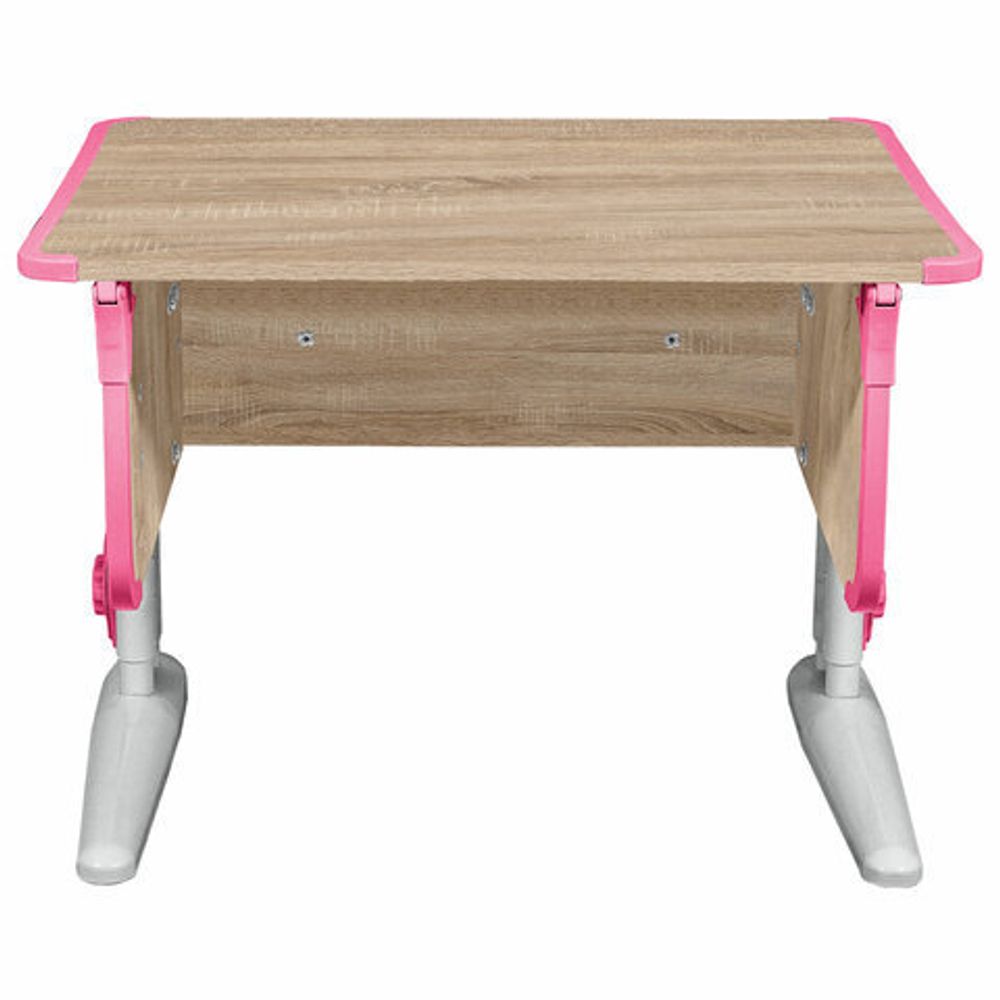 Стол-парта регулируемый "ДЭМИ" СУТ.41, 750х550х530-815 мм, серый каркас, пластик розовый, дуб сонома (КОМПЛЕКТ)