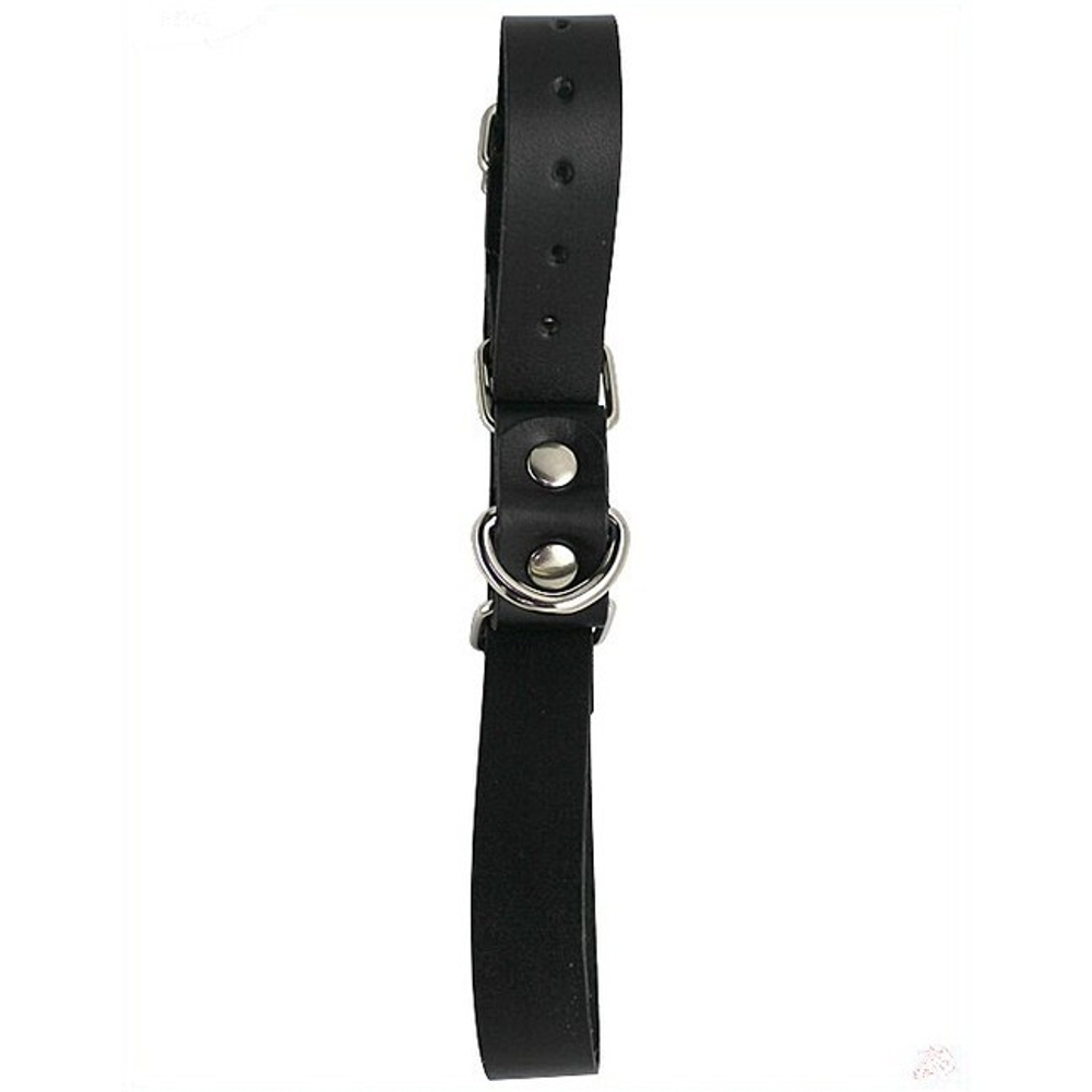 Ременные наручники с полукольцом (узкие) (Цвет: черный с серебряным)