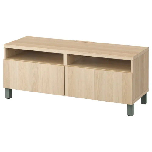 Тумба под ТВ с ящиками - IKEA BESTÅ/BESTA/БЕСТО ИКЕА, 42х48х120 см, под беленый дуб