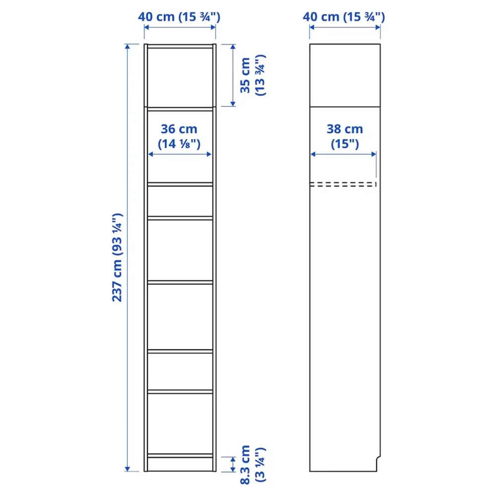 Стеллаж - IKEA BILLY, 40х40х237 см, белый, БИЛЛИ ИКЕА