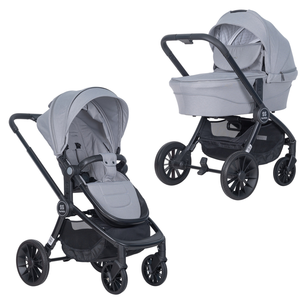 Коляска модульная 2в1 Baby shell (BBS-19 Light grey/Светло серый/черная рама)