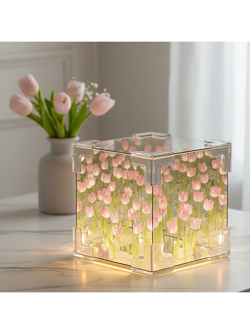 Набор для творчества Светильник Куб розовые тюльпаны (XYD-05)