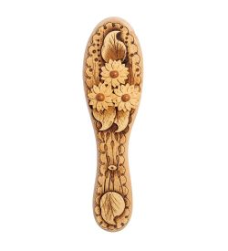 Народные промыслы BST-328/5 Массажная расческа деревянная «Цветы» (береста)