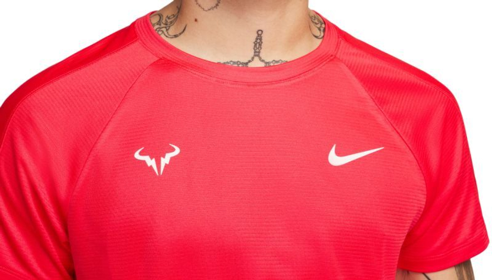 Мужская теннисная футболка Nike Rafa Challenger Dri-Fit Tennis Top - siren red/white