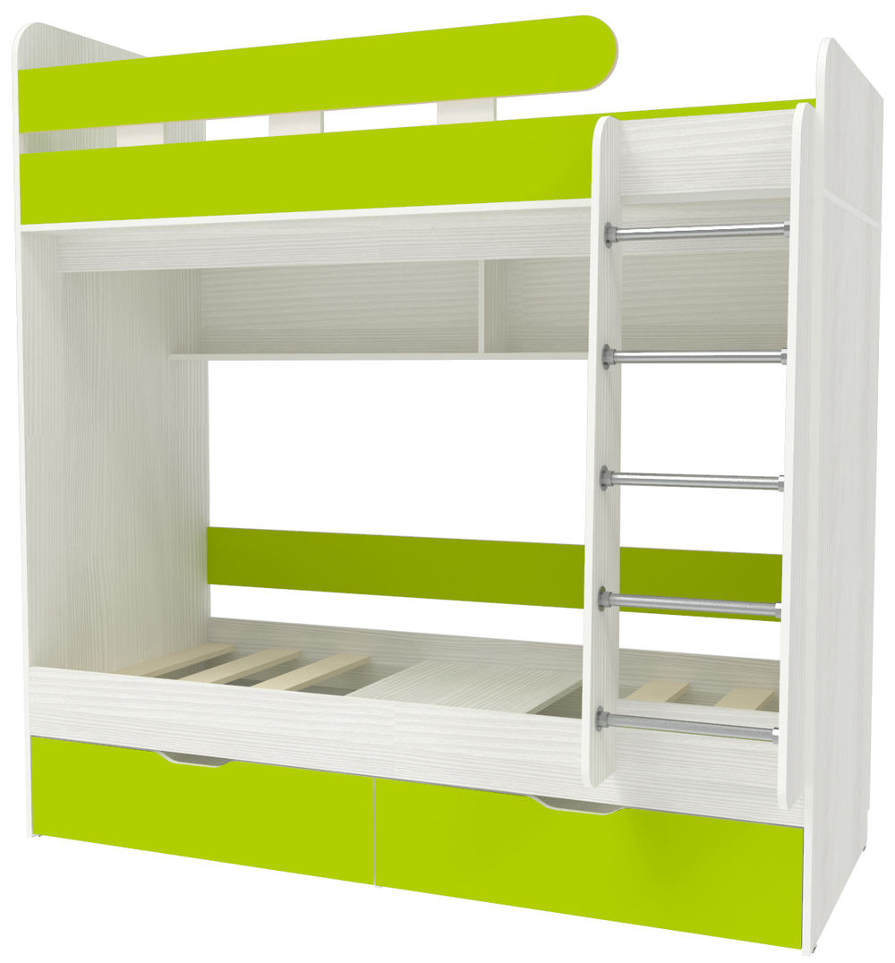 Двухъярусная кровать КарИВи Юниор 5 80x160 Белое Дерево Лайм