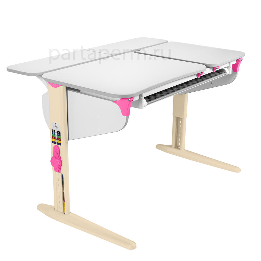 Растущая парта Дэми СУТ 45 с лотком и полками СУТ.45.350 (1200×820 мм)