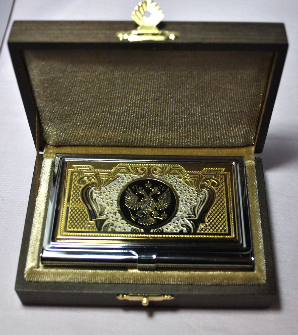 Визитница сувенирная "Герб РФ" №8 (Златоуст) в футляре