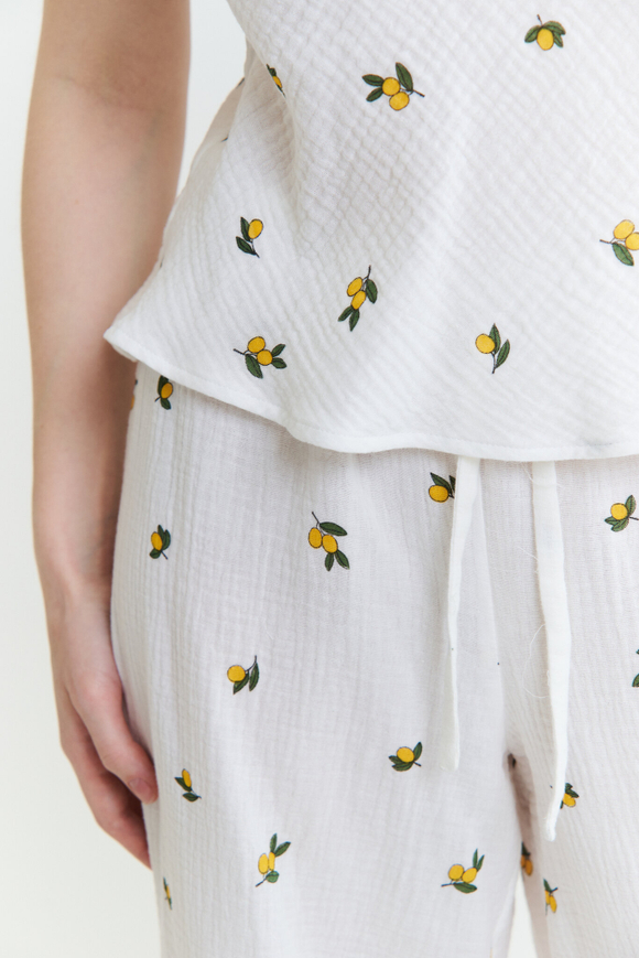 Муслиновый топ с лимонами на завязках