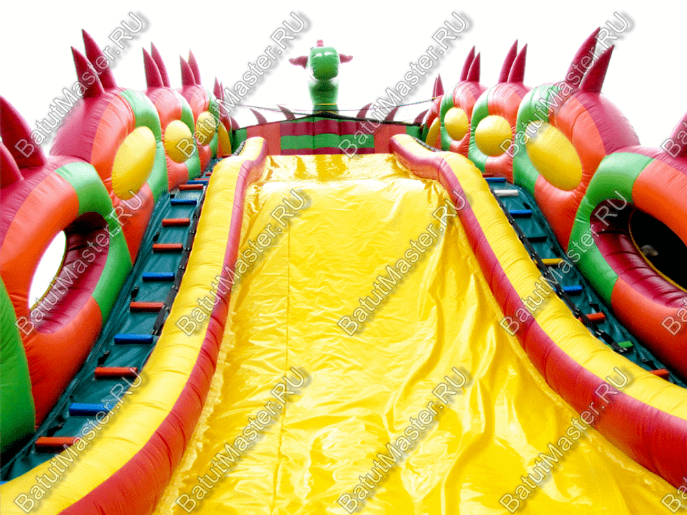 Батут-горка "Дракон 3" с шипами, два входа 11*6*8,5 м