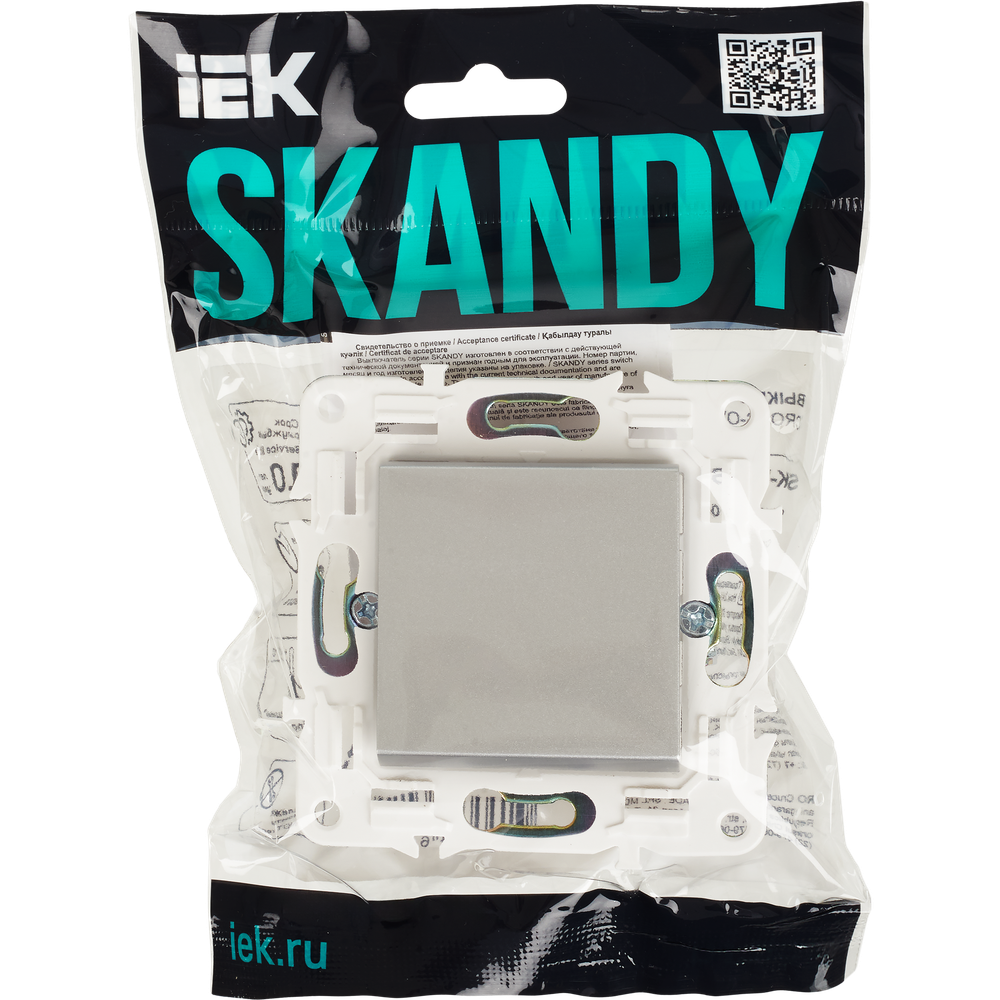 SKANDY Выключатель 1-клавишный перекрестный 10А SK-V03S серебряный IEK