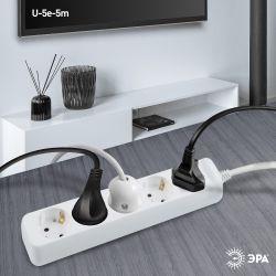 Удлинитель электрический ЭРА U-5e-5m-3x1,5 с заземлением 5 розеток 5м ПВС 3x1,5мм2 16А