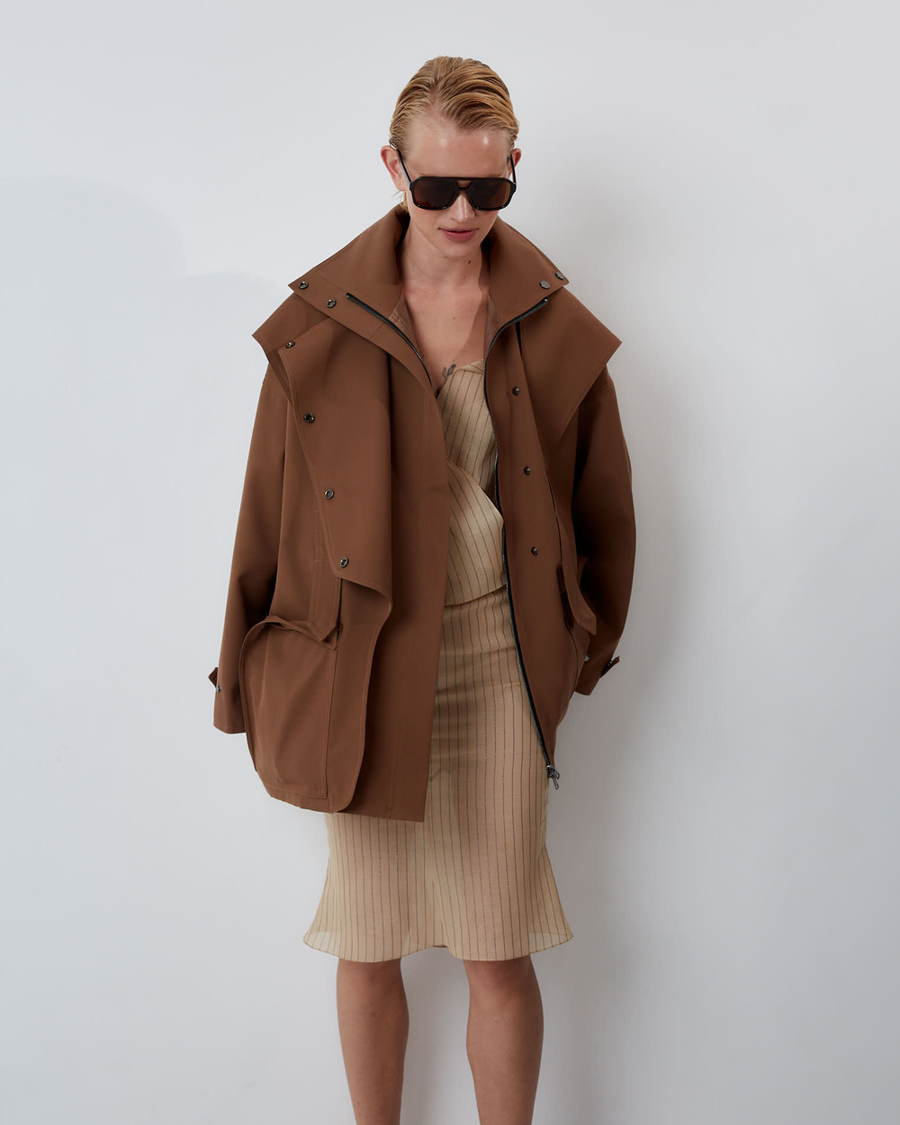 Тренч на молнии из хлопка Стелла Маккартни корица