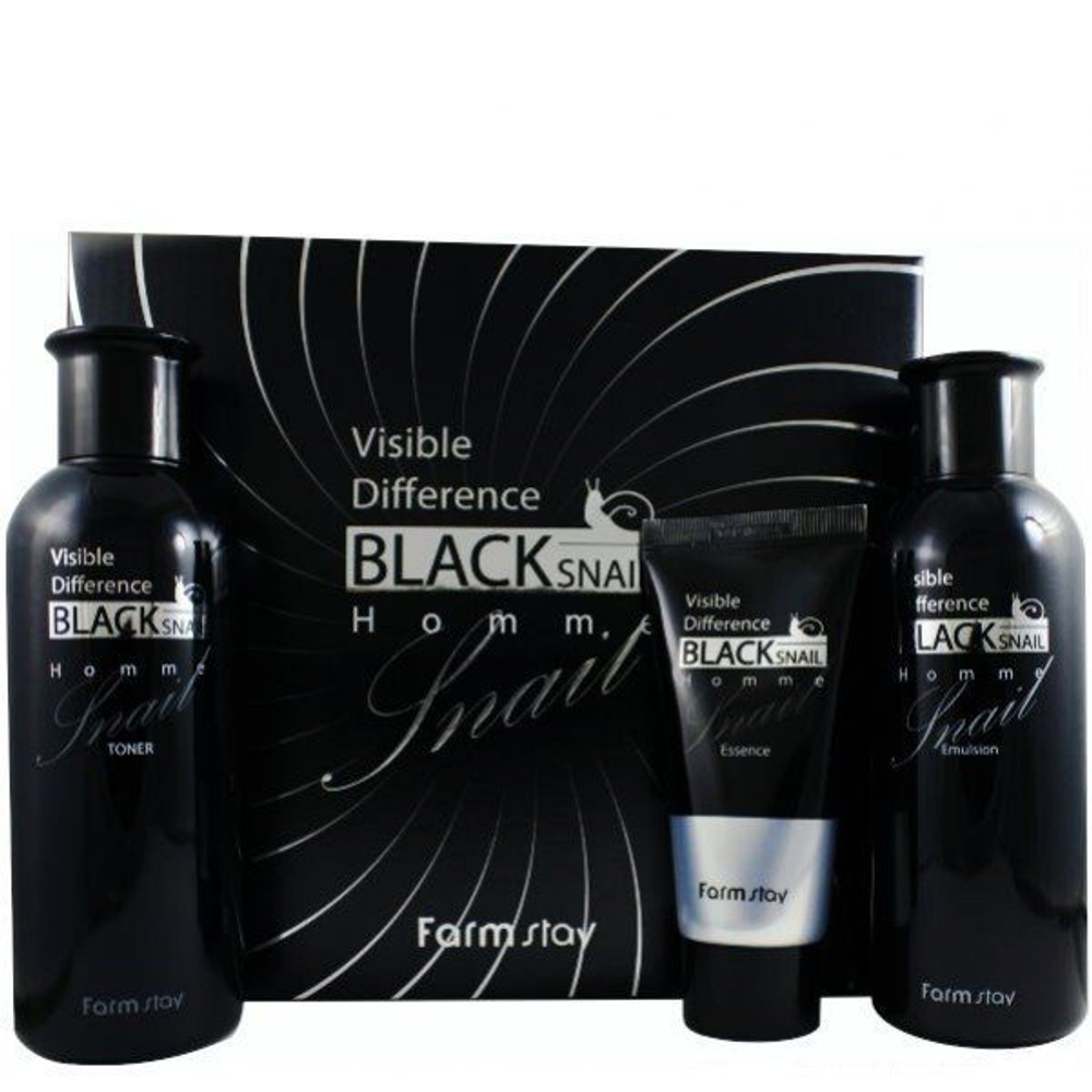 FarmStay. Мужской набор с муцином черной улитки Visible Difference Black Snail Homme 3 Set