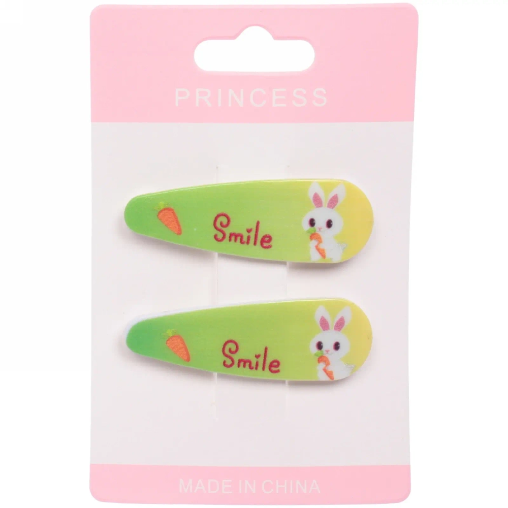 Зажимы для волос детские 2шт «Happy smile», зайка, микс 6 цветов, 5,5*1,5см
