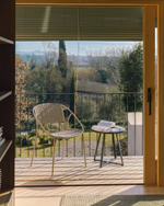 Уличный столик Tella из зеленой стали с разноцветной плиткой 45 см