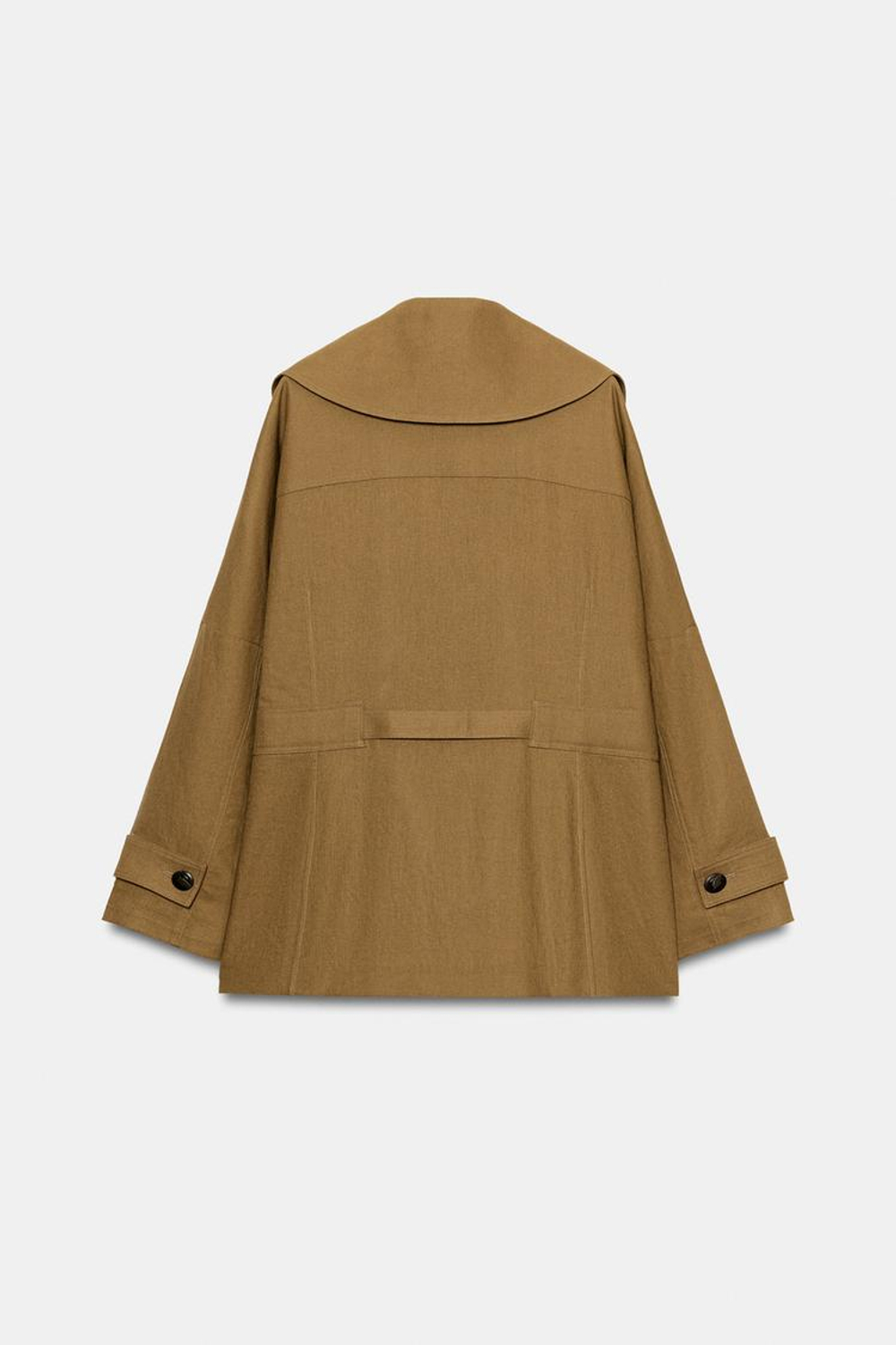 ZARA ТРЕНЧ ИЗ ЛЬНА С РЕМНЕМ, ЦВЕТ ОЛИВКОВОГО МАСЛА