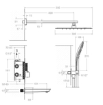 Встраиваемый термостат. смеситель для душа с троп. и руч. душем RS SMART K85T3011GR графит
