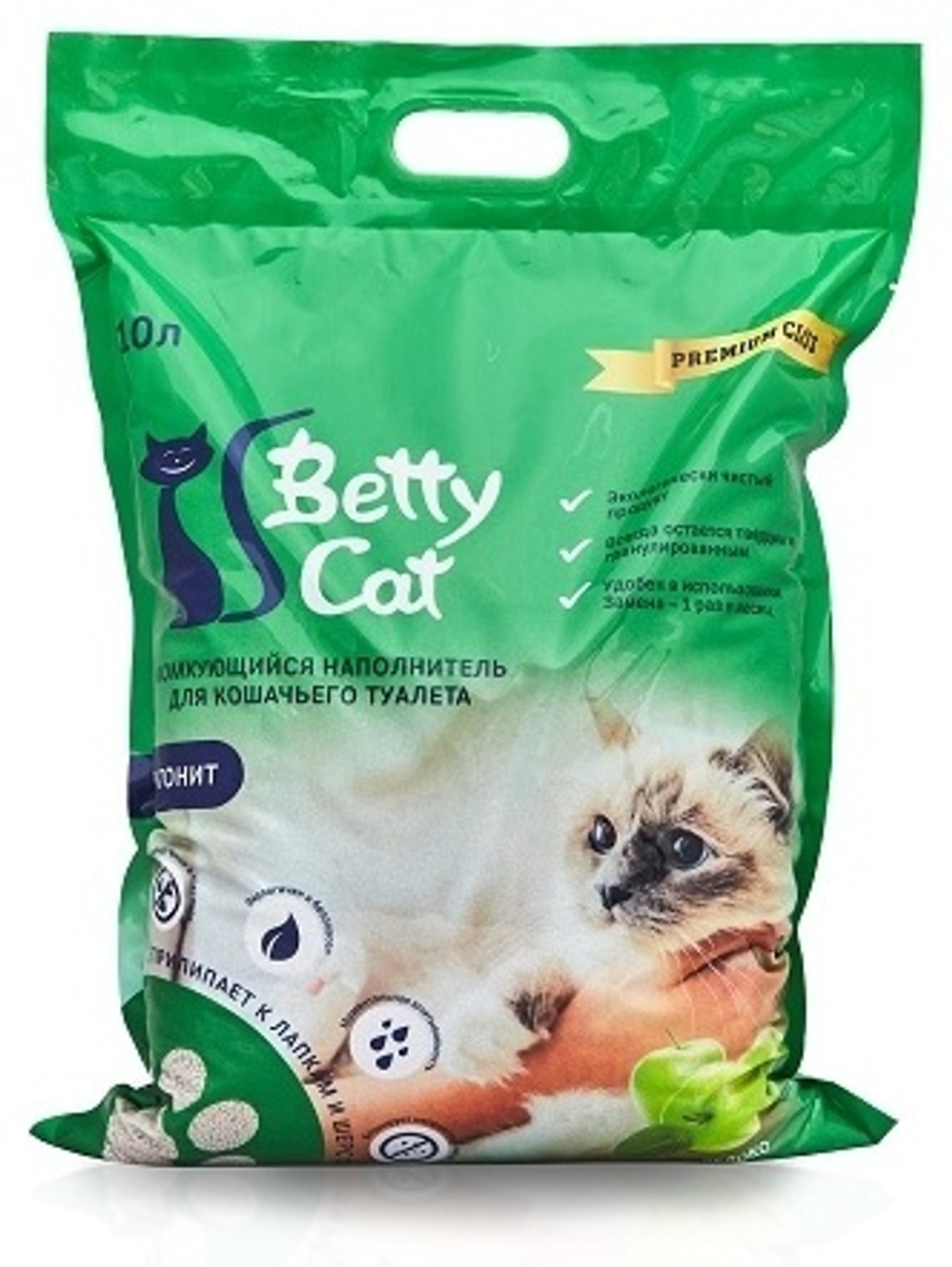 Наполнитель Betty Cat 10л Яблоко Бентонитовый