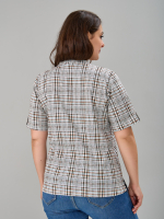 Блузка БЛ-122/клетка-рогожкаперсик