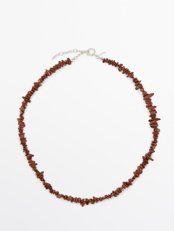 Massimo Dutti Ожерелье с камнями, гранатовый
