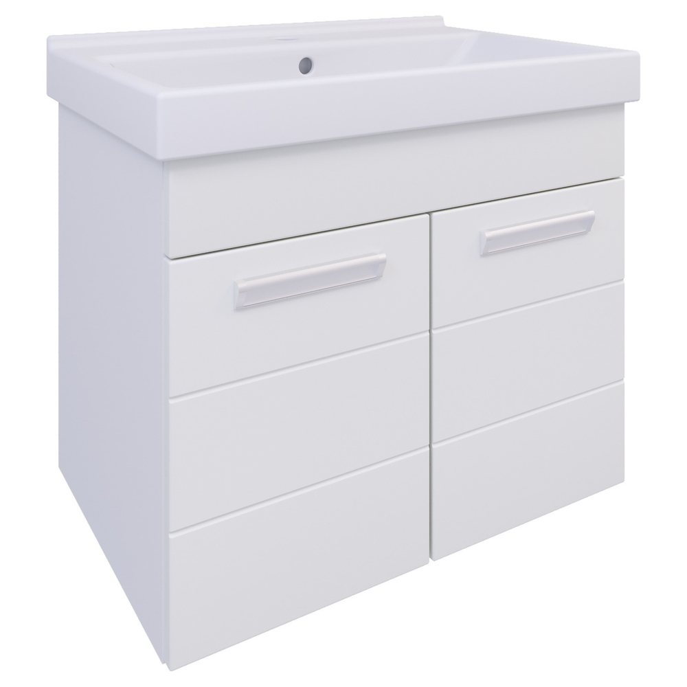 Тумба навесная, 2 двери, 600, коллекция (Сара, Cersanit Como, Основной, Белый снег, Молочный глянец)