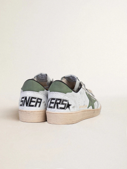 Men's Ball Star in white nappa with olive star and heel tab