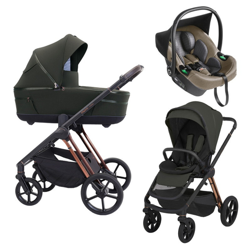 Детская коляска 3 в 1 Espiro Miloo 2025 и автокресло Pi Begie 204 luxury green / Бежевый (Beige 109)