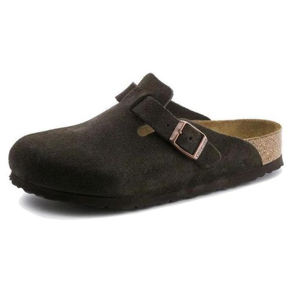 Мягкая стелька Birkenstock Boston для ног с тиснением тапочки темнокошейный Унисекс
