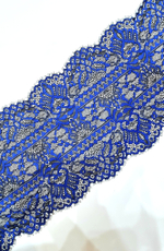 Кружево эластичное синее на чёрном с ресничками К029