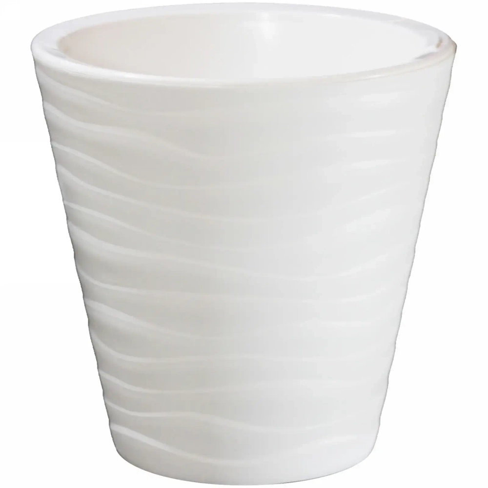 Кашпо для цветов пластиковое 2л d-15,5см «Валенсия» со вставкой белый