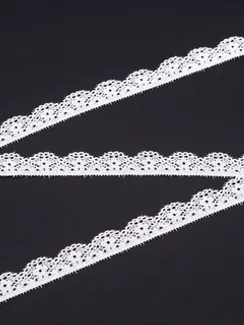 02-39 Кружево узкое эластичное 1,5 см, белый 001