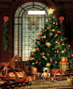 Пакет ПЭ с вырубной ручкой 38х45+3см (60) (Сочельник) НГ, глянцевый Артпласт (х25/500)