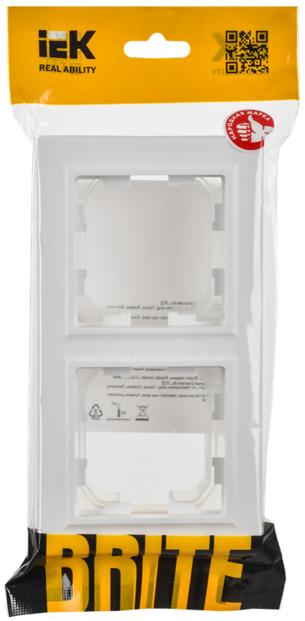 BRITE Рамка 2-местная IP44 РУ-2-БрАБ-44 арктический белый IEK