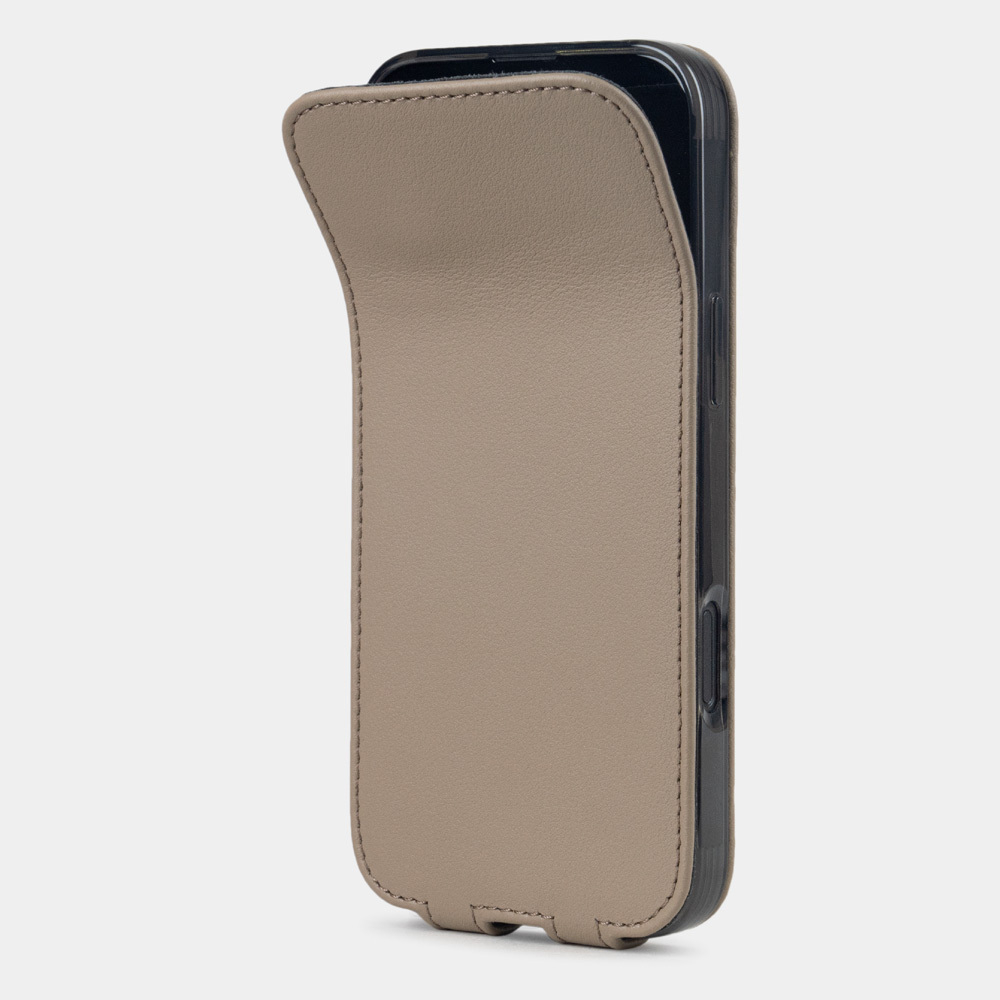 Кожаный чехол для iPhone 16 Pro Max, теленок бежевого цвета