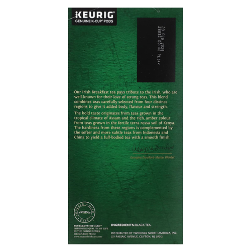 Twinings, Чистый черный чай, ирландский завтрак, 24 капсулы, по 3 г (0,11 унции)